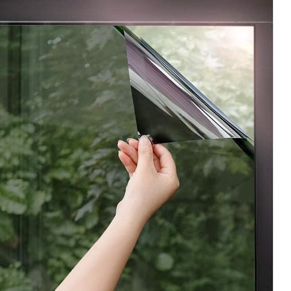 DINOVIN | Black Window FILM-50% VLT | Heat Control | Self-Adhesive Sheet for Homes and Offices | Privacy Protection | Anti UV Protective Cover & Shading | Mirror Effect