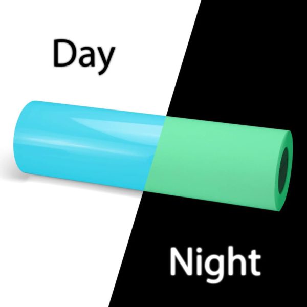DINOVIN | Blue Glow in Dark| HTV Vinyl Rolls Heat Transfer Vinyl | Blue HTV Vinyl PU for Shirts, Iron on Vinyl - Easy to Cut & Weed Design (Blue Glow in Dark)