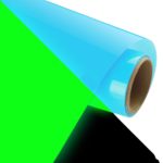DINOVIN | Blue Glow in Dark| HTV Vinyl Rolls Heat Transfer Vinyl | Blue HTV Vinyl PU for Shirts, Iron on Vinyl - Easy to Cut & Weed Design (Blue Glow in Dark)