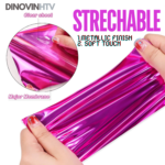 DINOVIN | PINK CHROME FOIL | HTV Vinyl Rolls | Heat Transfer Vinyl | PU for Shirts | Metallic Finish | Soft Touch | Stretchable | Iron on Vinyl for Cricut & Cameo | Easy to Cut & Weed