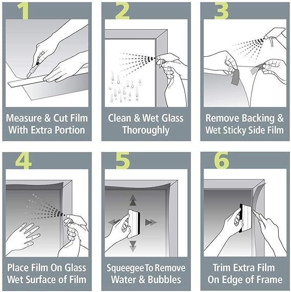 DINOVIN | Black Window FILM-50% VLT | Heat Control | Self-Adhesive Sheet for Homes and Offices | Privacy Protection | Anti UV Protective Cover & Shading | Mirror Effect