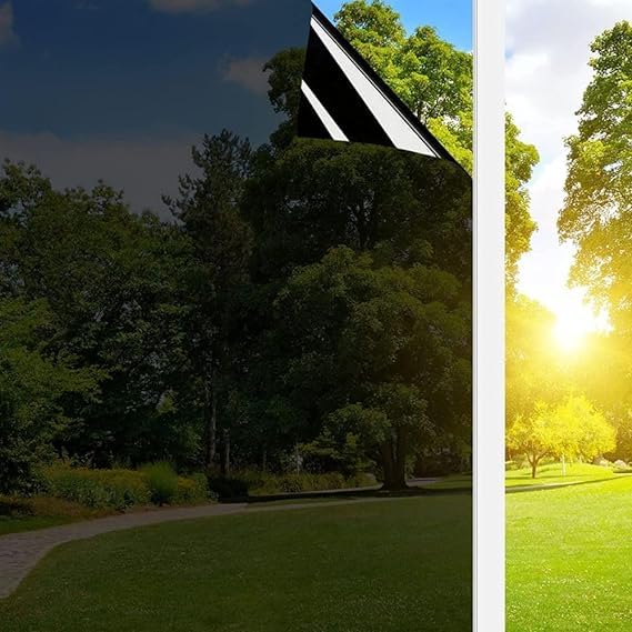 DINOVIN | Black Window FILM-10% VLT | Heat Control | Self-Adhesive Sheets for Homes and Offices | Privacy Protection | Anti UV Protective Cover & Shading | Mirror Effect