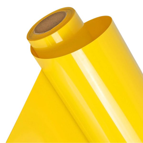 DINOVIN | Yellow | HTV Vinyl Rolls Heat Transfer Vinyl | Yellow HTV Vinyl PU for Shirts, Iron on Vinyl for Cameo - Easy to Cut & Weed for Heat Vinyl Design (Yellow)
