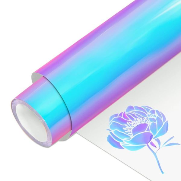 DINOVIN | Sky Holographic HTV Vinyl Rolls | Heat Transfer Vinyl | HTV Vinyl PU for Shirts, Iron on Vinyl for Cricut & Cameo | Easy to Cut & Weed for Heat Vinyl Design