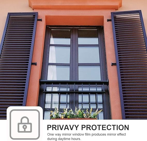DINOVIN | Black Window FILM-50% VLT | Heat Control | Self-Adhesive Sheet for Homes and Offices | Privacy Protection | Anti UV Protective Cover & Shading | Mirror Effect