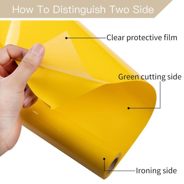 DINOVIN | Yellow | HTV Vinyl Rolls Heat Transfer Vinyl | Yellow HTV Vinyl PU for Shirts, Iron on Vinyl for Cameo - Easy to Cut & Weed for Heat Vinyl Design (Yellow)