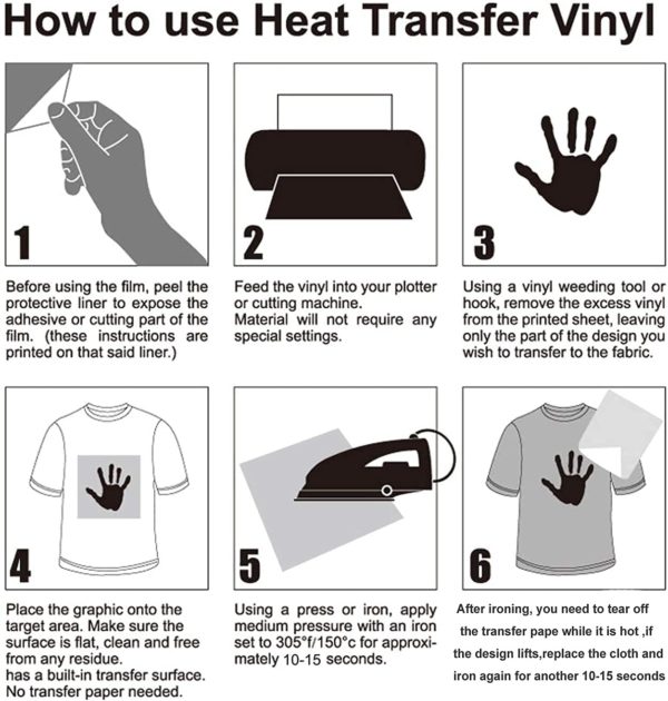 DINOVIN | White | HTV Vinyl Rolls Heat Transfer Vinyl | HTV Vinyl PU for Shirts, Iron on Vinyl for Cricut & Cameo - Easy to Cut & Weed for Heat Vinyl Design