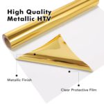 DINOVIN | GOLD FOIL | HTV Vinyl Rolls Heat Transfer Vinyl | GOLD FOIL HTV Vinyl PU for Shirts | Iron on Vinyl for Cricut & Cameo - Easy to Cut & Weed for Heat Vinyl Design