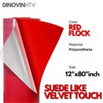 DINOVIN | Red Flock HTV Vinyl Rolls | Heat Transfer Vinyl |  Suede-Like Velvet Touch | HTV PU for Shirts, Iron on Vinyl for Cricut & Cameo | Easy to Cut & Weed for Heat Vinyl Design