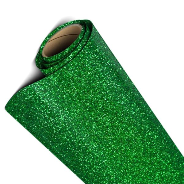 DINOVIN | Green Glitter HTV Vinyl Rolls | Heat Transfer Vinyl | HTV Vinyl PU for Shirts | Iron on Vinyl for Cricut & Cameo - Easy to Cut & Weed for Heat Vinyl Design