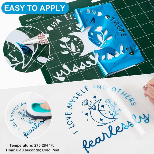 DINOVIN | BLUE FOIL | HTV Vinyl Rolls | Heat Transfer Vinyl | PU for Shirts | Metallic Finish | Soft Touch | Stretchable | Iron on Vinyl for Cricut & Cameo | Easy to Cut & Weed
