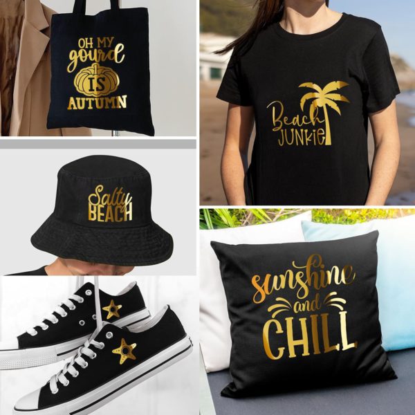 DINOVIN | GOLD FOIL | HTV Vinyl Rolls Heat Transfer Vinyl | GOLD FOIL HTV Vinyl PU for Shirts | Iron on Vinyl for Cricut & Cameo - Easy to Cut & Weed for Heat Vinyl Design