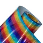 DINOVIN | Rainbow Glitter HTV Vinyl Rolls | Heat Transfer Vinyl | PU for Shirts | Metallic Finish | Soft Touch | Iron on Vinyl for Cricut & Cameo | Easy to Cut & Weed for HTV Design