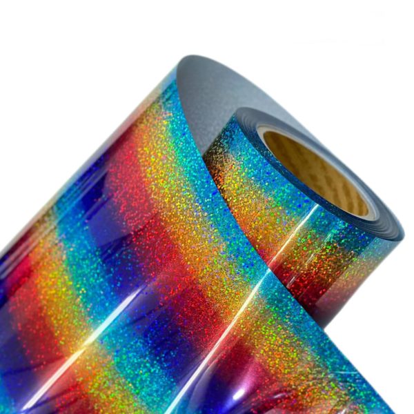 DINOVIN | Rainbow Glitter HTV Vinyl Rolls | Heat Transfer Vinyl | PU for Shirts | Metallic Finish | Soft Touch | Iron on Vinyl for Cricut & Cameo | Easy to Cut & Weed for HTV Design
