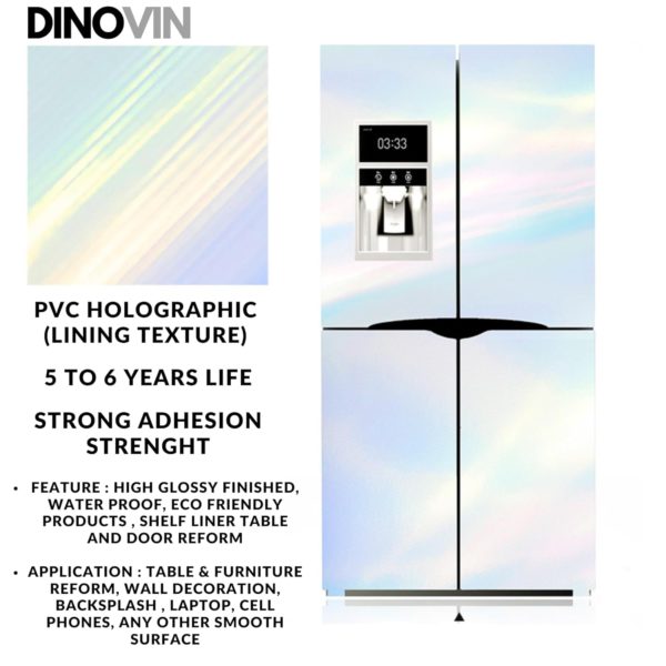 DINOVIN | Self-Adhesive Decorative PVC Wallpaper | Waterproof, Scratch-Resistant, Smooth Surface & Easy to Apply | Furniture & Walls | Interior Home Decor | Lining Holographic |