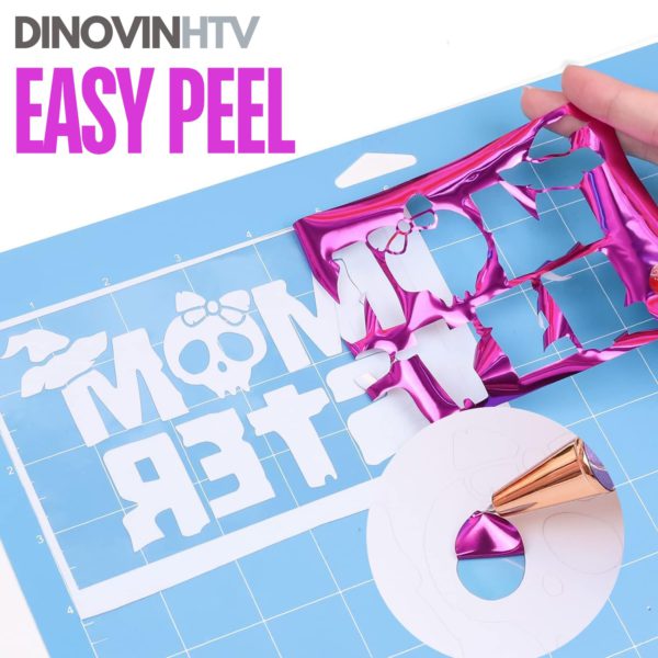 DINOVIN | PINK CHROME FOIL | HTV Vinyl Rolls | Heat Transfer Vinyl | PU for Shirts | Metallic Finish | Soft Touch | Stretchable | Iron on Vinyl for Cricut & Cameo | Easy to Cut & Weed