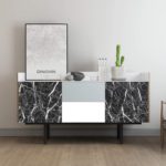 DINOVIN | Self-Adhesive Decorative PVC Wallpaper | Waterproof, Scratch-Resistant, Smooth Surface & Easy to Apply | Furniture & Walls | Interior Home Decor | Black Marble Texture |