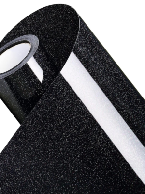 DINOVIN | Black Glitter | HTV Vinyl Rolls Heat Transfer Vinyl | HTV Vinyl PU for Shirts, Iron on Vinyl for Cricut & Cameo - Easy to Cut & Weed for Heat Vinyl Design