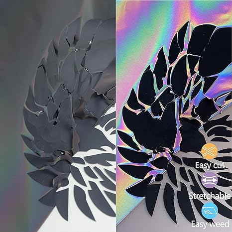 DINOVIN | Rainbow Reflective | HTV Vinyl Rolls Heat Transfer Vinyl | HTV Vinyl PU for Shirts, Iron on Vinyl for Cricut & Cameo - Easy to Cut & Weed for Heat Vinyl Design