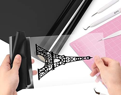 DINOVIN | Black HTV Vinyl Rolls Heat Transfer Vinyl | HTV Vinyl PU for Shirts, Iron on Vinyl for Cricut & Cameo - Easy to Cut & Weed for Heat Vinyl Design