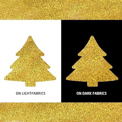 DINOVIN | Golden Glitter HTV Vinyl Rolls Heat Transfer Vinyl | HTV Vinyl PU for Shirts, Iron on Vinyl for Cricut & Cameo - Easy to Cut & Weed for Heat Vinyl Design