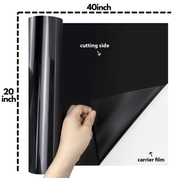 DINOVIN | Black HTV Vinyl Rolls Heat Transfer Vinyl | HTV Vinyl PU for Shirts, Iron on Vinyl for Cricut & Cameo - Easy to Cut & Weed for Heat Vinyl Design