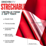 DINOVIN | RED FOIL | HTV Vinyl Rolls | Heat Transfer Vinyl | PU for Shirts | Metallic Finish | Soft Touch | Stretchable | Iron on Vinyl for Cricut & Cameo | Easy to Cut & Weed