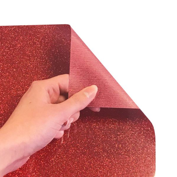 DINOVIN | Red Glitter | HTV Vinyl Rolls Heat Transfer Vinyl | HTV Vinyl PU for Shirts, Iron on Vinyl for Cricut & Cameo - Easy to Cut & Weed for Heat Vinyl Design