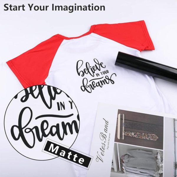 DINOVIN | Black HTV Vinyl Rolls Heat Transfer Vinyl | HTV Vinyl PU for Shirts, Iron on Vinyl for Cricut & Cameo - Easy to Cut & Weed for Heat Vinyl Design