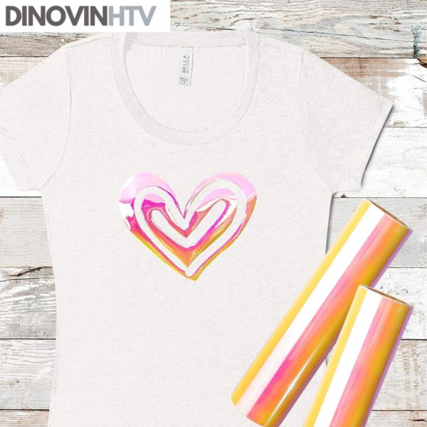 DINOVIN | Pink Holographic | HTV Vinyl Rolls Heat Transfer Vinyl | Holographic HTV Vinyl PU for Shirts, Iron on Vinyl for Cricut & Cameo - Easy to Cut & Weed for Heat Vinyl Design