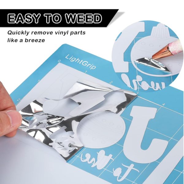 DINOVIN | Silver FOIL | HTV Vinyl Rolls Heat Transfer Vinyl | Silver FOIL HTV Vinyl PU for Shirts | Iron on Vinyl for Cricut & Cameo - Easy to Cut & Weed for Heat Vinyl Design