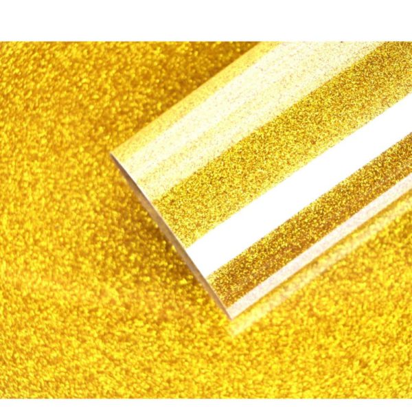 DINOVIN | Golden Glitter HTV Vinyl Rolls Heat Transfer Vinyl | HTV Vinyl PU for Shirts, Iron on Vinyl for Cricut & Cameo - Easy to Cut & Weed for Heat Vinyl Design