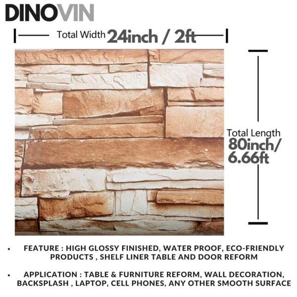 DINOVIN | Self-Adhesive Decorative PVC Wallpaper | Waterproof, Scratch-Resistant, Smooth Surface & Easy to Apply | Furniture & Walls | Interior Home Decor | Bricks Texture |