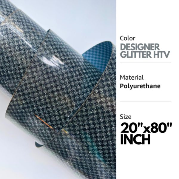 DINOVIN |DESIGNER GLITTER |HTV Vinyl Rolls Heat Transfer Vinyl |HTV Vinyl PU for Shirts, Iron on Vinyl for Cricut & Cameo - Easy to Cut & Weed for Heat Vinyl Design (DESIGNER GLITTER)